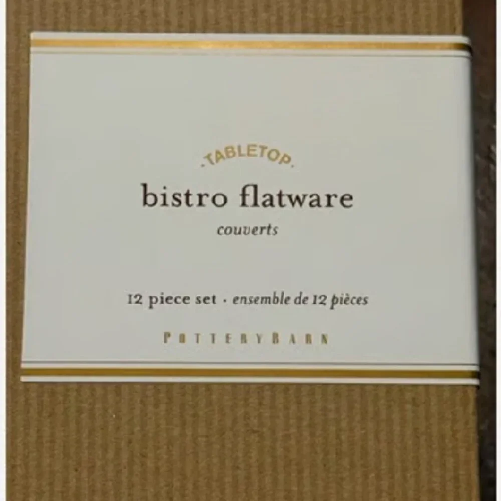 NEW BLUE Pottery Barn Bistro Flatware 12PCS Silverware | Knife Fork Spoon Svc